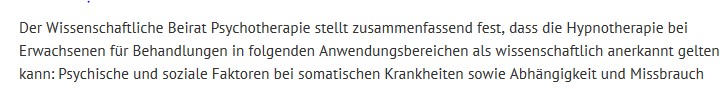 wissenschaftlicher Beirat zur Anerkennung von Hypnotherapie